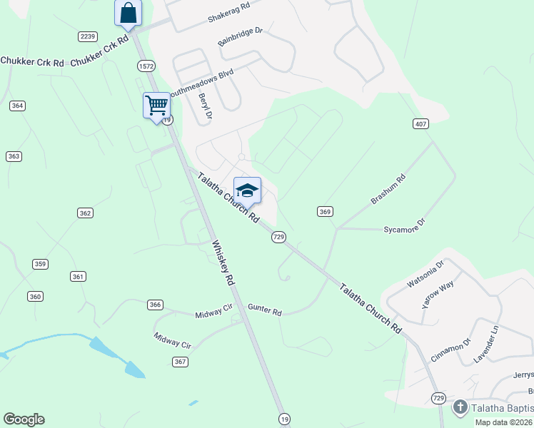 map of restaurants, bars, coffee shops, grocery stores, and more near 171 Talatha Church Road in Aiken