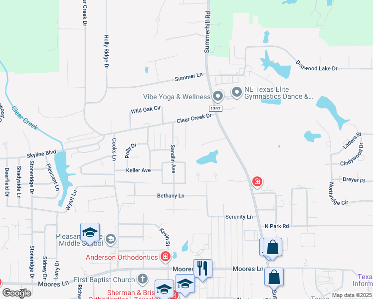 map of restaurants, bars, coffee shops, grocery stores, and more near 6209 Summerhill Place in Texarkana