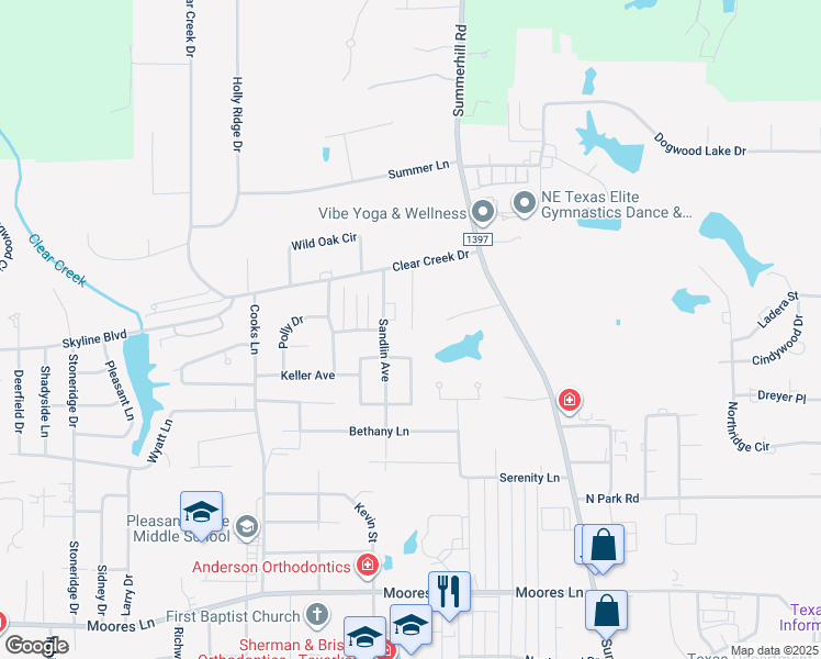 map of restaurants, bars, coffee shops, grocery stores, and more near 6209 Summerhill Place in Texarkana