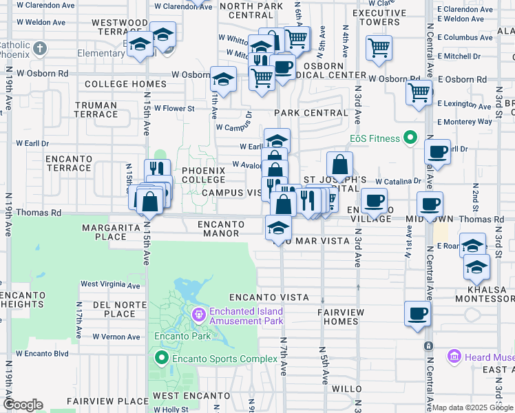 map of restaurants, bars, coffee shops, grocery stores, and more near 2926 North 8th Avenue in Phoenix