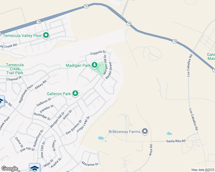 map of restaurants, bars, coffee shops, grocery stores, and more near 34491 Piocho Court in Temecula
