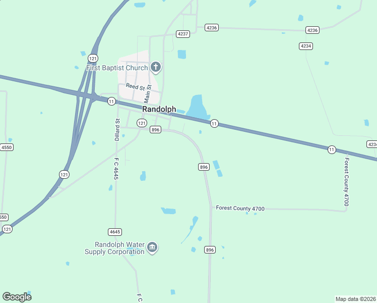 map of restaurants, bars, coffee shops, grocery stores, and more near 470 Farm to Market Road 896 in Trenton