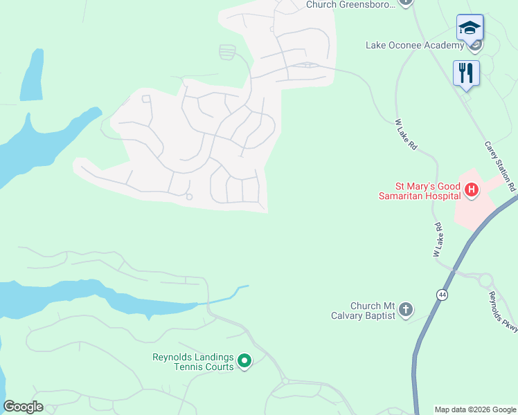 map of restaurants, bars, coffee shops, grocery stores, and more near 1040 Rocky Branch Road in Greensboro