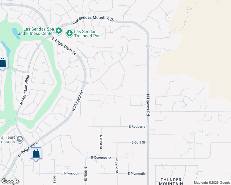 map of restaurants, bars, coffee shops, grocery stores, and more near 8157 East Sierra Morena Street in Mesa