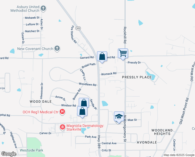 map of restaurants, bars, coffee shops, grocery stores, and more near 940 North Jackson Street in Starkville