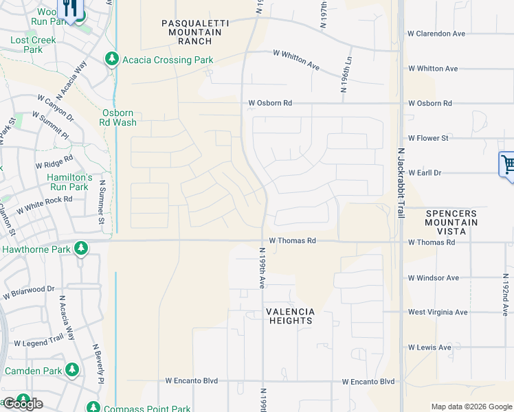 map of restaurants, bars, coffee shops, grocery stores, and more near 2988-3048 North 199th Avenue in Buckeye