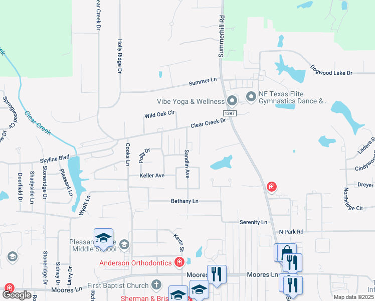 map of restaurants, bars, coffee shops, grocery stores, and more near 6209 Summerhill Place in Texarkana