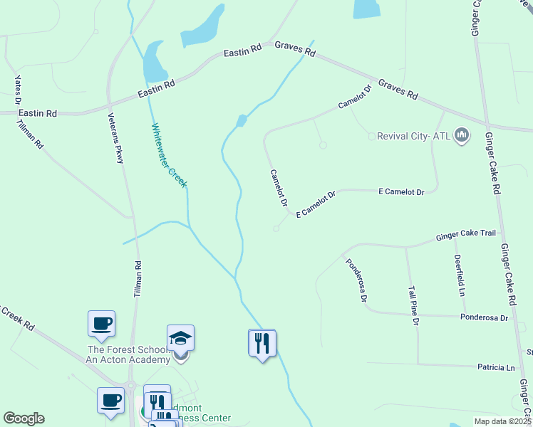 map of restaurants, bars, coffee shops, grocery stores, and more near 115 Sir Lancelot Court in Fayetteville
