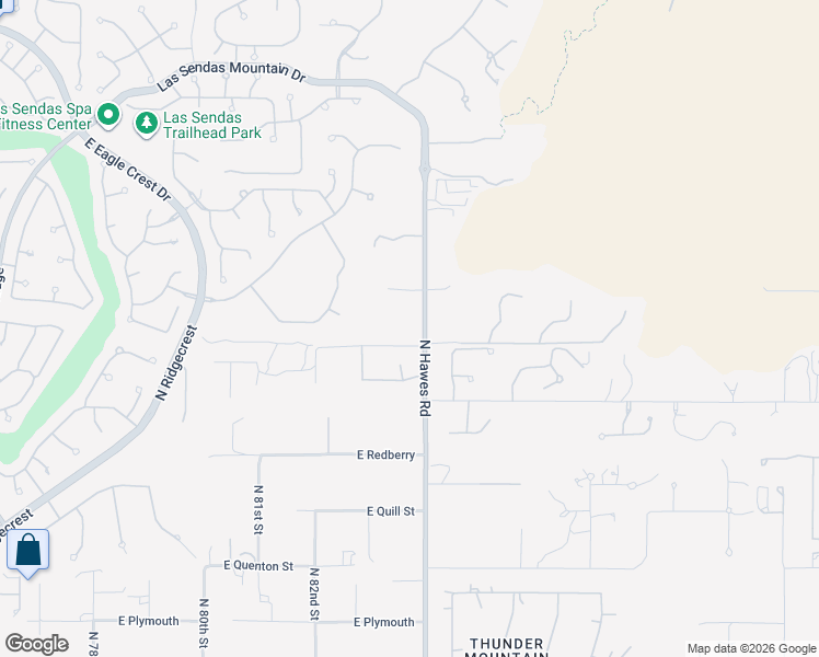 map of restaurants, bars, coffee shops, grocery stores, and more near 8317 East Scarlet Road in Mesa