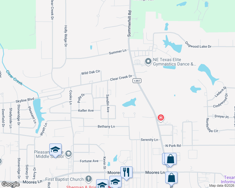 map of restaurants, bars, coffee shops, grocery stores, and more near 6209 Summerhill Place in Texarkana