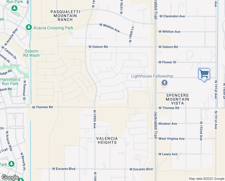 map of restaurants, bars, coffee shops, grocery stores, and more near 19776 Pinchot Drive in Buckeye