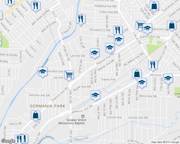 map of restaurants, bars, coffee shops, grocery stores, and more near 700 21st Street Southwest in Birmingham