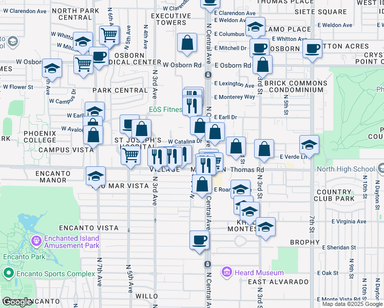 map of restaurants, bars, coffee shops, grocery stores, and more near 110 West Merrell Street in Phoenix