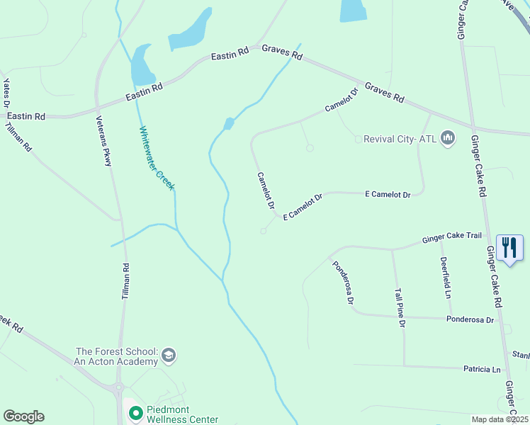 map of restaurants, bars, coffee shops, grocery stores, and more near 115 Sir Lancelot Court in Fayetteville
