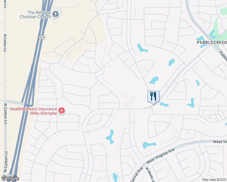 map of restaurants, bars, coffee shops, grocery stores, and more near 3059 North 164th Avenue in Goodyear