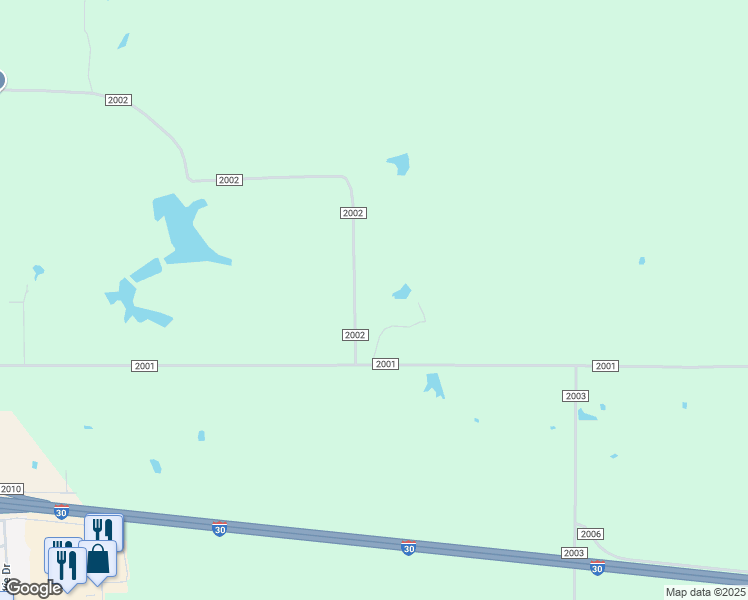 map of restaurants, bars, coffee shops, grocery stores, and more near 1511 County Road 2002 in New Boston