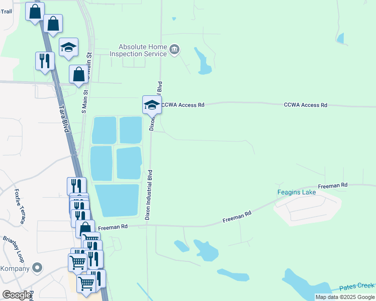 map of restaurants, bars, coffee shops, grocery stores, and more near 1875 Abbie Lane in Jonesboro