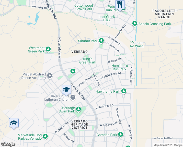 map of restaurants, bars, coffee shops, grocery stores, and more near 20674 West Hamilton Street in Buckeye