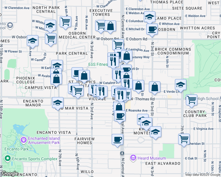 map of restaurants, bars, coffee shops, grocery stores, and more near 110 West Merrell Street in Phoenix