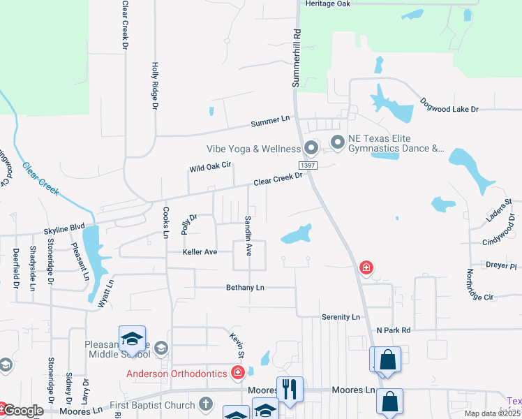 map of restaurants, bars, coffee shops, grocery stores, and more near 6209 Summerhill Place in Texarkana