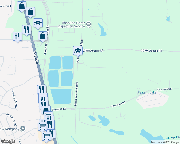 map of restaurants, bars, coffee shops, grocery stores, and more near 1875 Abbie Lane in Jonesboro