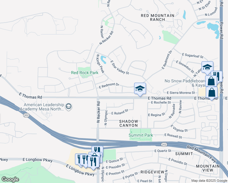 map of restaurants, bars, coffee shops, grocery stores, and more near 3626 North Tirol Circle in Mesa