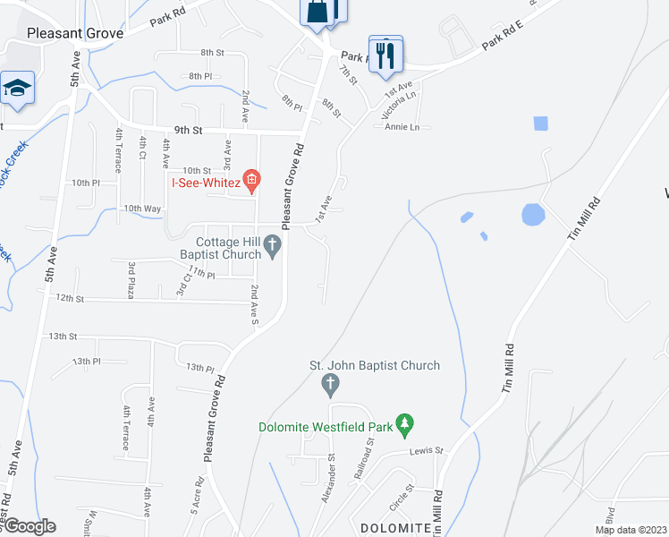map of restaurants, bars, coffee shops, grocery stores, and more near 1133 1st Avenue in Pleasant Grove