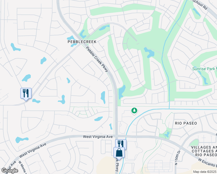 map of restaurants, bars, coffee shops, grocery stores, and more near 3135 North 155th Lane in Goodyear