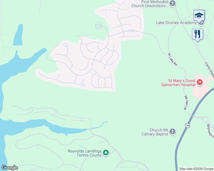 map of restaurants, bars, coffee shops, grocery stores, and more near 1040 Rocky Branch Road in Greensboro