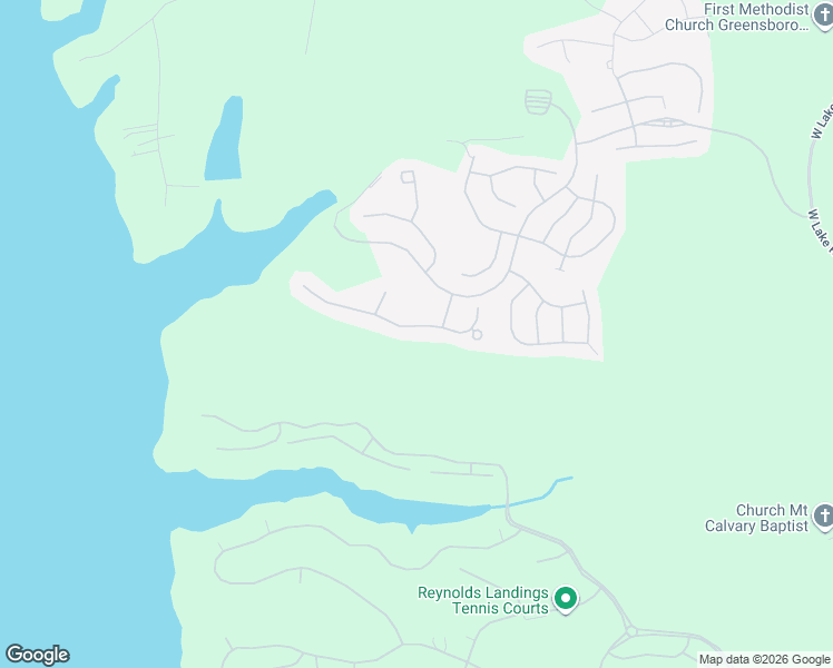 map of restaurants, bars, coffee shops, grocery stores, and more near 1120 Water Front Road in Greensboro