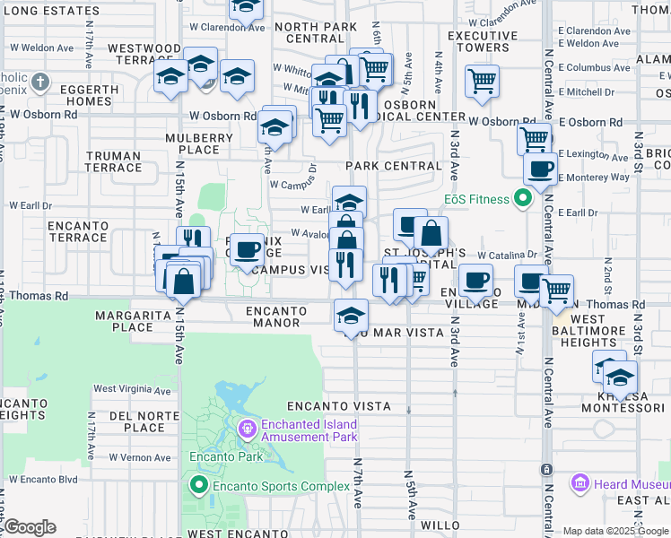 map of restaurants, bars, coffee shops, grocery stores, and more near 2926 North 8th Avenue in Phoenix