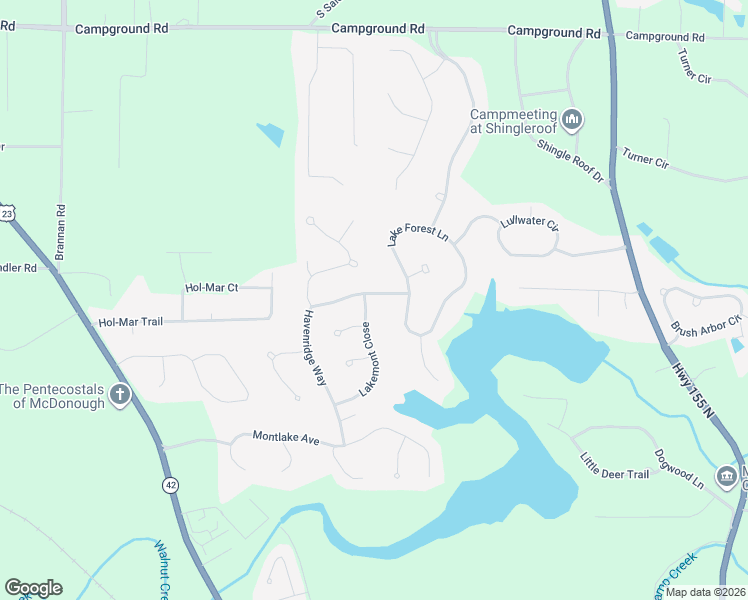 map of restaurants, bars, coffee shops, grocery stores, and more near 8000 Lakemont Close in McDonough