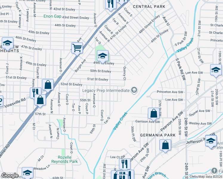 map of restaurants, bars, coffee shops, grocery stores, and more near 5214 Quincy Avenue in Birmingham