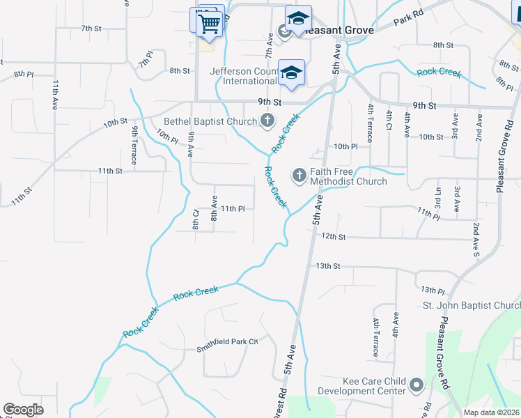 map of restaurants, bars, coffee shops, grocery stores, and more near 1137 7th Avenue in Pleasant Grove