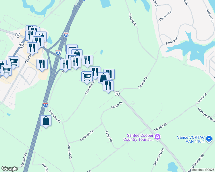 map of restaurants, bars, coffee shops, grocery stores, and more near 9134 Old in Santee