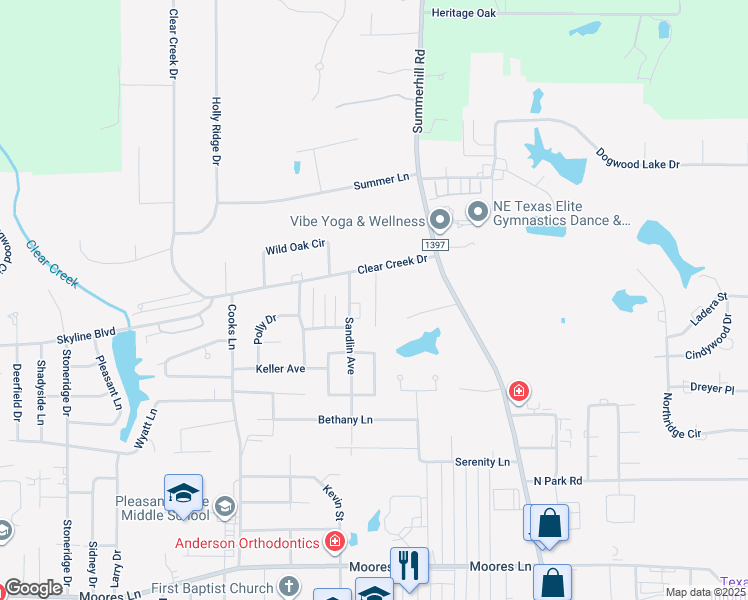 map of restaurants, bars, coffee shops, grocery stores, and more near 6209 Summerhill Place in Texarkana
