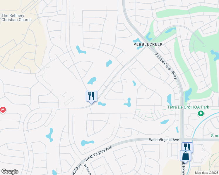 map of restaurants, bars, coffee shops, grocery stores, and more near 3104 North 160th Avenue in Goodyear