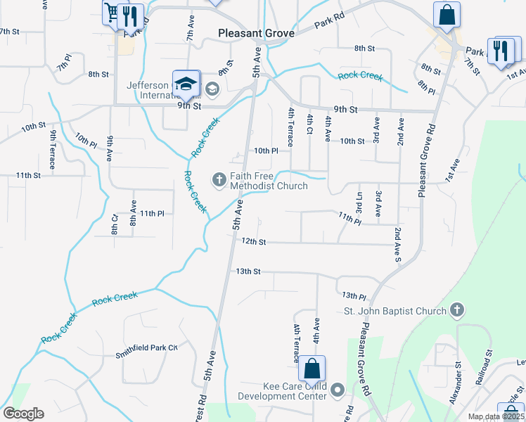 map of restaurants, bars, coffee shops, grocery stores, and more near 1129 4th Plaza in Pleasant Grove