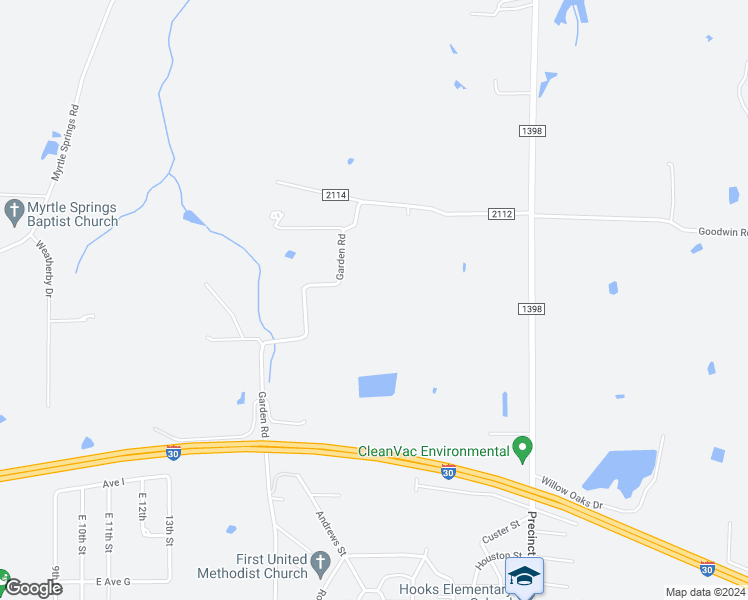 map of restaurants, bars, coffee shops, grocery stores, and more near 938 Garden Road in Hooks