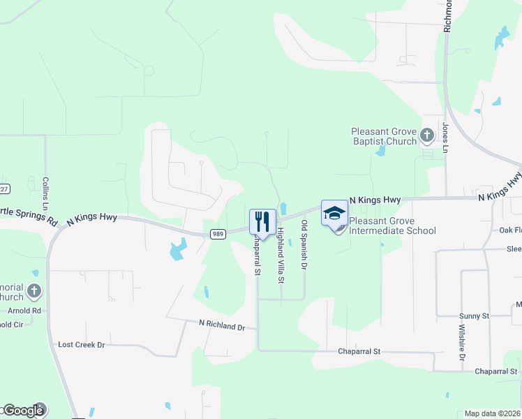 map of restaurants, bars, coffee shops, grocery stores, and more near 8301 North Kings Highway in Texarkana