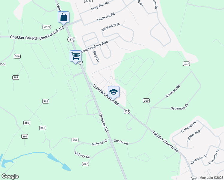 map of restaurants, bars, coffee shops, grocery stores, and more near 131 Talatha Church Road in Aiken