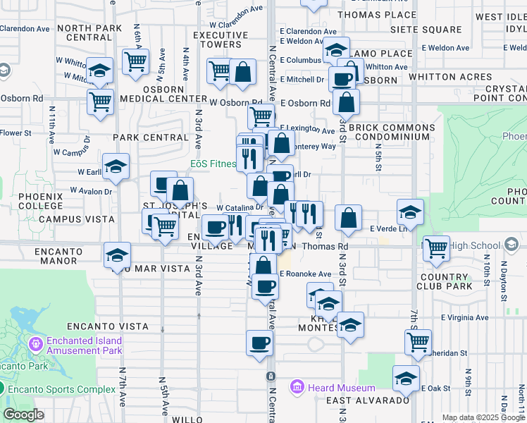 map of restaurants, bars, coffee shops, grocery stores, and more near in Phoenix