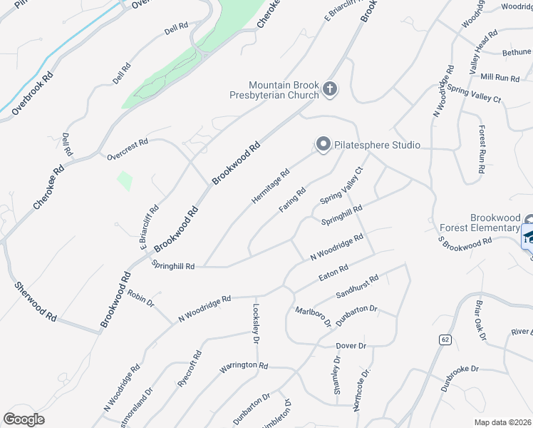 map of restaurants, bars, coffee shops, grocery stores, and more near 3321 Faring Road in Birmingham