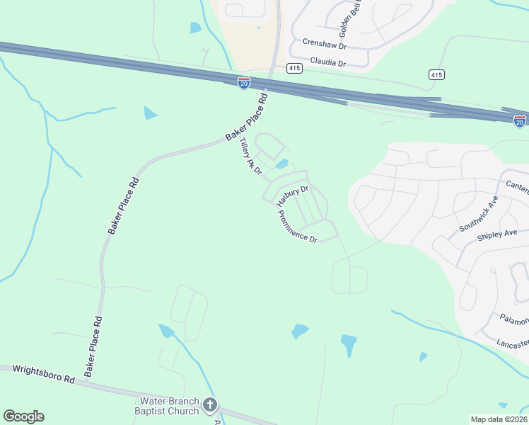 map of restaurants, bars, coffee shops, grocery stores, and more near 632 Baker Place Road in Grovetown