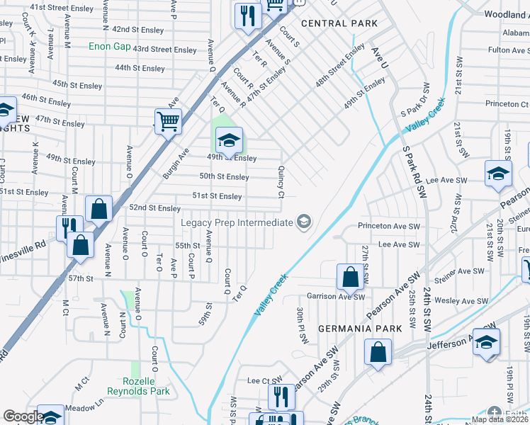 map of restaurants, bars, coffee shops, grocery stores, and more near 5214 Quincy Avenue in Birmingham