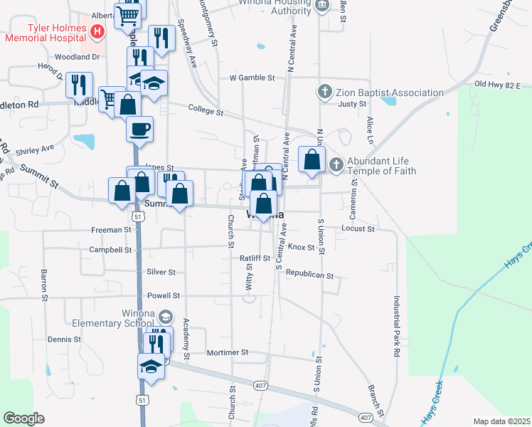 map of restaurants, bars, coffee shops, grocery stores, and more near in Winona