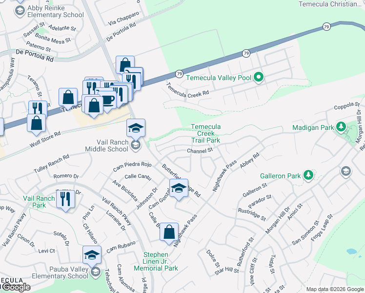 map of restaurants, bars, coffee shops, grocery stores, and more near in Temecula