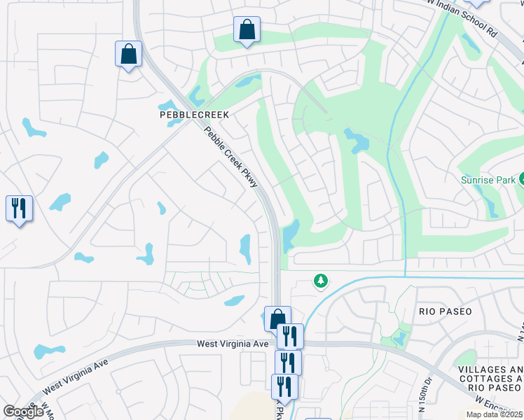 map of restaurants, bars, coffee shops, grocery stores, and more near 3135 North 155th Lane in Goodyear