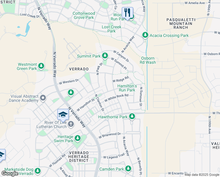 map of restaurants, bars, coffee shops, grocery stores, and more near 20566 West Hamilton Street in Buckeye