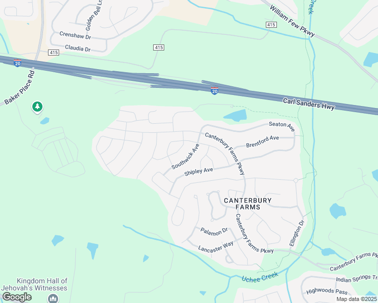 map of restaurants, bars, coffee shops, grocery stores, and more near 730 Southwick Avenue in Grovetown